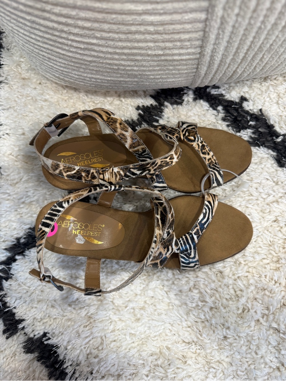 Aerosoles Heel Rest Mixed Animal Print Strappy Slingback Sandals Size 9 - Picture 7 of 11